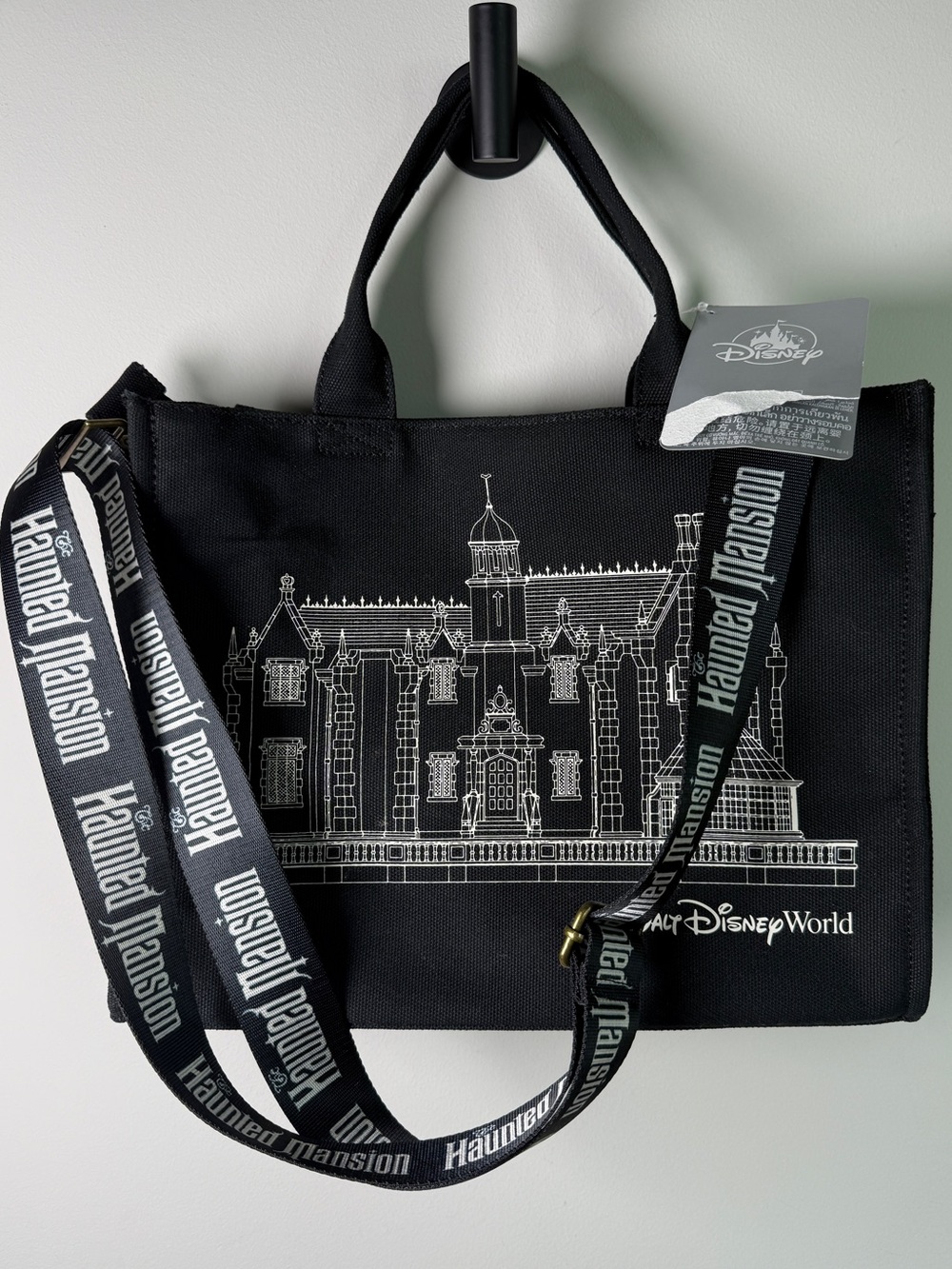 NWT Disney Parks WDW Haunted Mansion Canvas Tote Bag Crossbody Bag Official